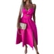 thumbnail image 1 of ALSLIAO Vestido de verano para mujer con tirantes finos, nudo delantero, espalda descubierta, abertura, vestido de vuelo, rosa rojo M, 1 of 7
