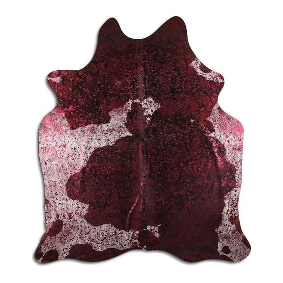 Endowment cowhide rugs for sale BURGUNDY METALLIC ON BLACK AND WHITE rug