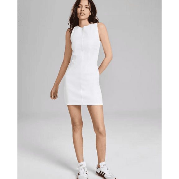 And Now This Women's White Denim Sleeveless A-Line Dress, XL