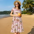 thumbnail image 4 of Balery Gingerbread Houses Pink Wonderland Pattern Womens Dresses Loose Short sleeve Sundresses Swimsuit Coverup 2025 Summer Casual Dress for Women - A-Line Swing Dress, 4 of 6