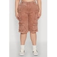 thumbnail image 4 of Womens Plus Size Daisy Acid Wash Cargo Bermuda Shorts, 4 of 5