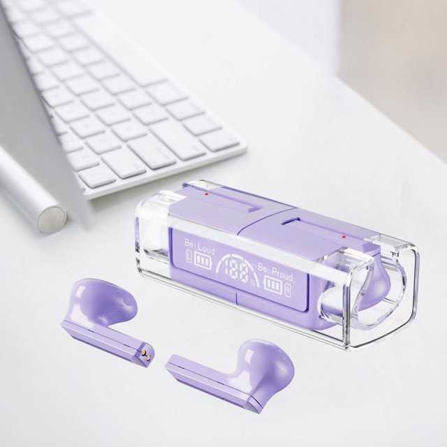 Auriculares inalámbricos Display V5.3 Auriculares para ejecutar juegos de oficina Púrpura perfke Auriculares deportivos
