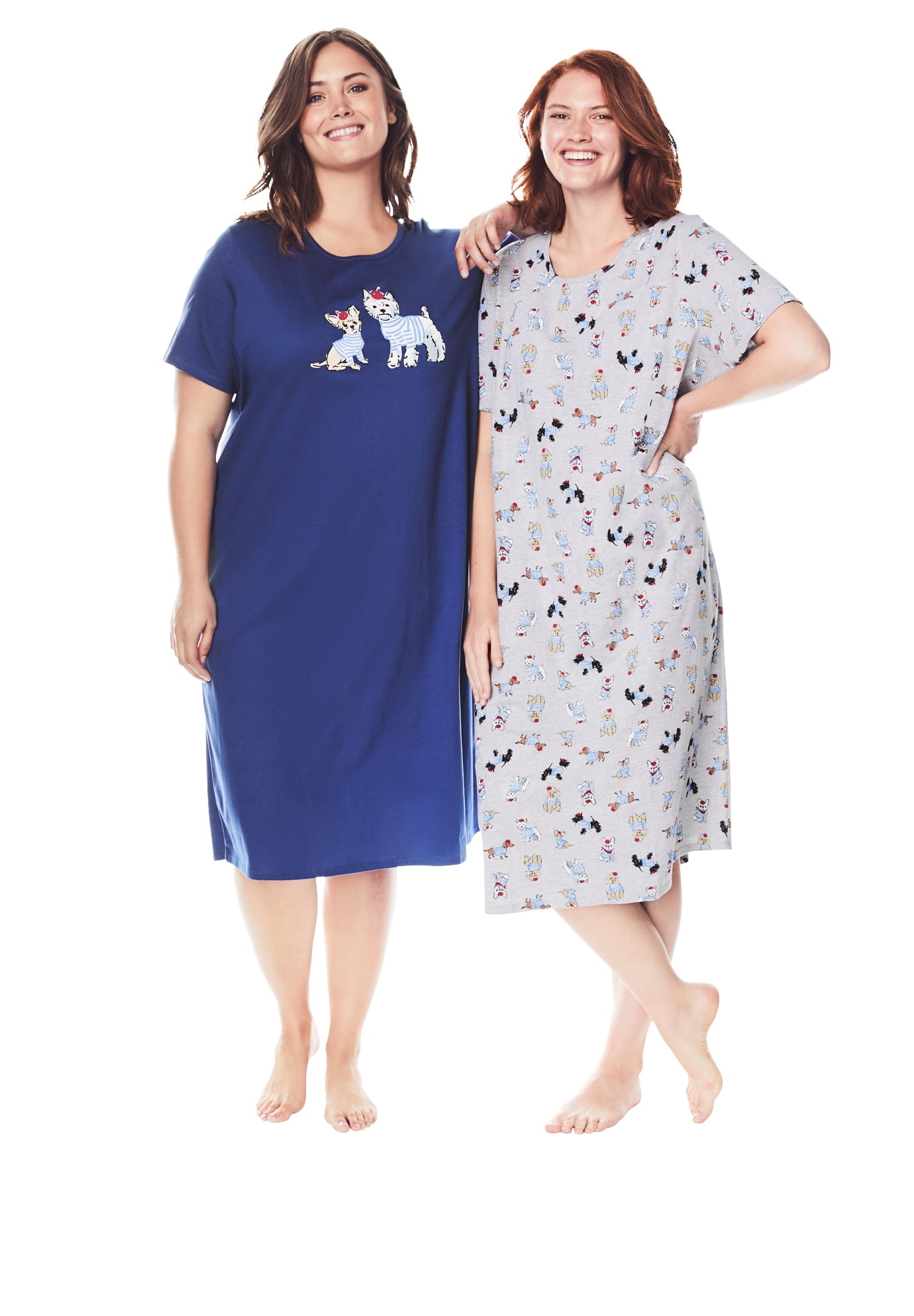 Dreams & Co. Women's Plus Size 2Pack Long Sleepshirts Nightgown