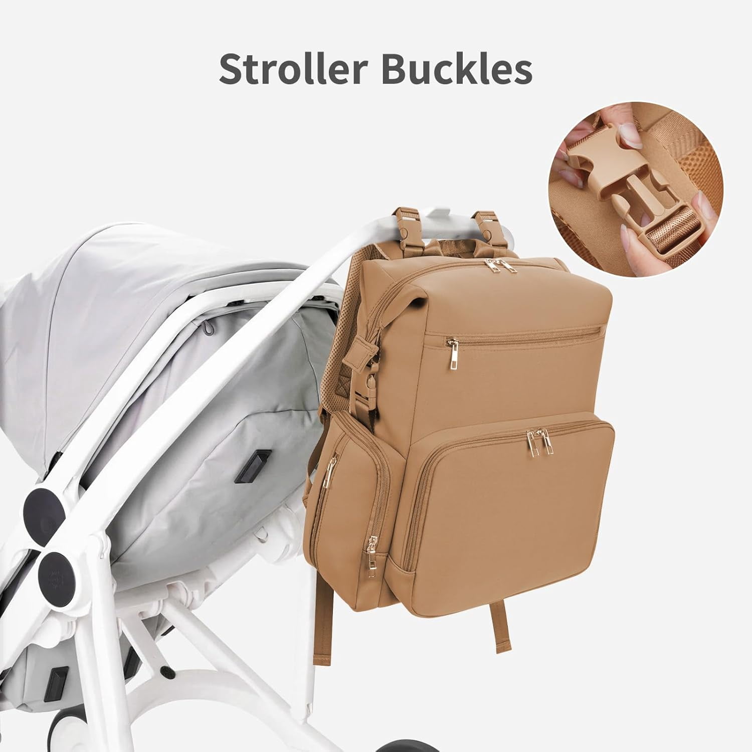 Diaper Bag Backpack for Mom/Dad with Changing Pad, Multi-Function Neoprene Large Newborn Baby Maternity Bags Travel Tote with Insulated Pockets Oat