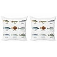 thumbnail image 1 of Ambesonne Fish Throw Pillow Cover 2 Pack, Aquatic Animal Composition, 18", Multicolor, 1 of 2