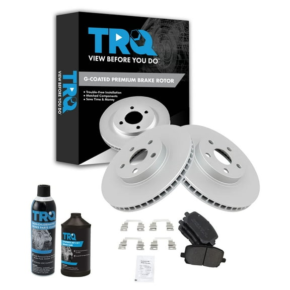 TRQ Semi Metallic Brake Pad & G-Coated Rotor Front Kit w/Chemicals for Corolla BKA16459