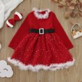 thumbnail image 2 of Adeawade Christmas Dresses For Girls Xmas Toddler Santa Dress Long Sleeve With Belt Headband 3Pcs Outfits Crewneck Sundress Winter Casual Simple Style Clothes Red 7-8 Years, 2 of 9