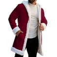 thumbnail image 3 of QATAINLAV Christmas Jacket for Men Warm Lined Winter Fleece Hooded Cardigan Funny Santa Claus Coat, Wine, XL, 3 of 9