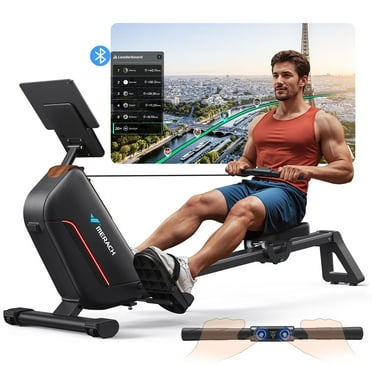 MERACH Rowing Machines for Home, Quiet Row Machine with 51.2" Extended Rail, 16-Level Powerful Magnetic Rower and 350 LBS Weight Capacity
