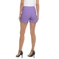 thumbnail image 4 of HDE Chino Shorts for Women, Elastic High Waisted Casual Shorts, Paisley Purple 2X, 4 of 6