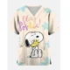 thumbnail image 4 of Camiseta de mujer, uniforme de enfermera, adorable estampado de dibujos animados de Snoopy y Charlie Brown, cuello en V, bolsillo, ropa de trabajo médica, uniforme de enfermera, tops, 4 of 4