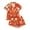 #02-Orange, variant on Halloween Theme Button Down Short Sleeve Pajama For With Lace Trim Short Pants Comfortable Home Wear