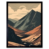 Follow the Trail to the Top Mountain Landscape Art Print Framed Poster Wall Decor 12x16 inch