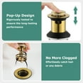 thumbnail image 3 of PARLOS Kitchen Bathroom Sink Pop-Up Metal Drain with Overflow,Drainer,Drain Stopper,Brushed Gold, 3 of 7