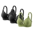 thumbnail image 2 of Fatuov Wireless Bras for Women Plus Size Seamless Full Coverage Soft T-Shirt Bras for Everyday Wear Push Up Bralette, 3-Pack, Green, 48B, 2 of 5