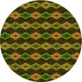 thumbnail image 1 of Ahgly Company Indoor Round Patterned Dark Yellow Green Area Rugs, 6' Round, 1 of 6