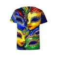 thumbnail image 4 of Cadancy Womens Mardi Gras Shirt Short Sleeve Holiday Funny Graphic Crewneck Pullover Tee Shirts Trendy Casual Rave Party Carnival Outfits Loose Fit Blouse, 4 of 5
