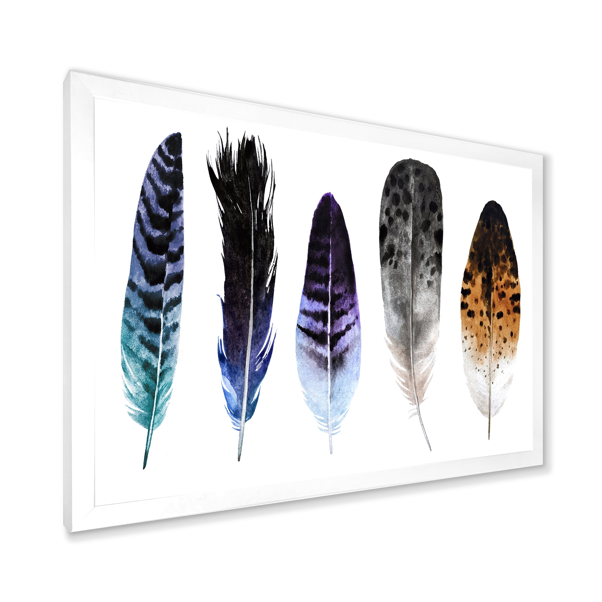 Designart 'Colourful Boho Art Feathers II' Bohemian & Eclectic Framed Art Print