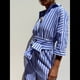 thumbnail image 5 of Vestido Camisero Informal para Mujer, con Solapa, 3/4, Cuello Abotonado, Abertura y Lazo, Vestido Maxi Estilo Resort. Azul L, 5 of 10