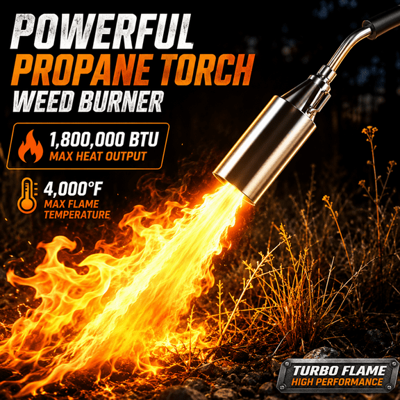 Propane Torch Weed Burner Kit, High Output with Long/Short Mode, Self Igniter and Turbo Trigger, Heavy Duty Flamethrower with 10FT Hose for Weeding,Roofing, Melting Snow,Road Paint Removing, BBQ