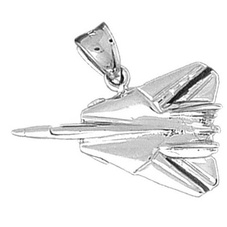 18K White Gold Airplane Pendant - 26 mm