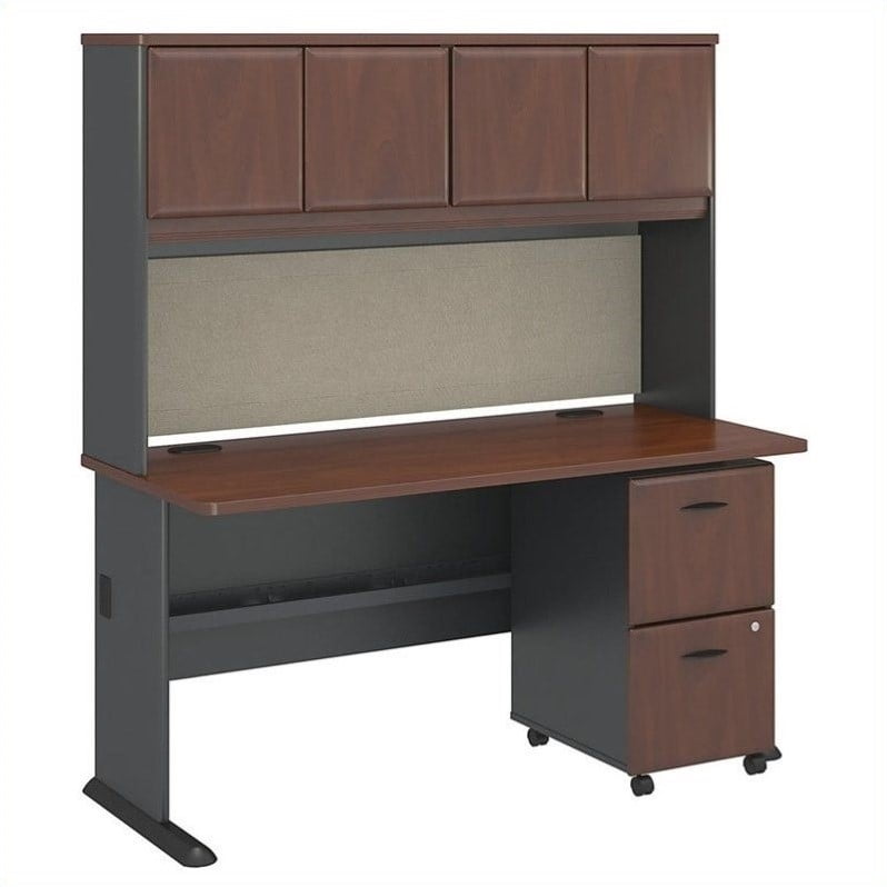 Bush Business Series A 60 Desk With Hutch In Hansen Cherry
