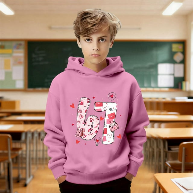 Girls Casual Long Sleeve Hooded Sweatshirt For Everyday Play And School Activities Product Classification