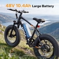 thumbnail image 4 of Qlife Racer Fat Tire Electric Bike For Adults, Max 28MPH Mountain Ebike with 500W Motor, 20x4.0"Tire Step Over E-MTB,48V 10.4Ah Removable Battery with Free Lock,Black, 4 of 7