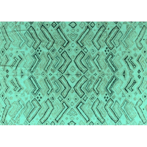 Ahgly Company Indoor Rectangle Solid Turquoise Blue Modern Area Rugs, 4' x 6'