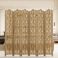 thumbnail image 2 of MAYEERTY 95x1x67 Inch Natural Charcoal Coin Wooden Folding Privacy Screen, 6 Panel Set for Home & Patio, 2 of 6