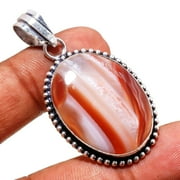 Red Geode Agate Gemstone Handmade Ethnic Unique Gift Pendant Jewelry 1.9" SA 577