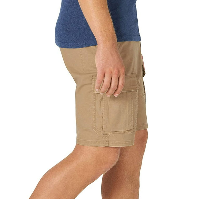 Men's Casual Twill Elastic Cargo Shorts Below Knee Relaxed Fit  Multi-Pockets Capri Long Shorts 3/4 Outdoor Pants