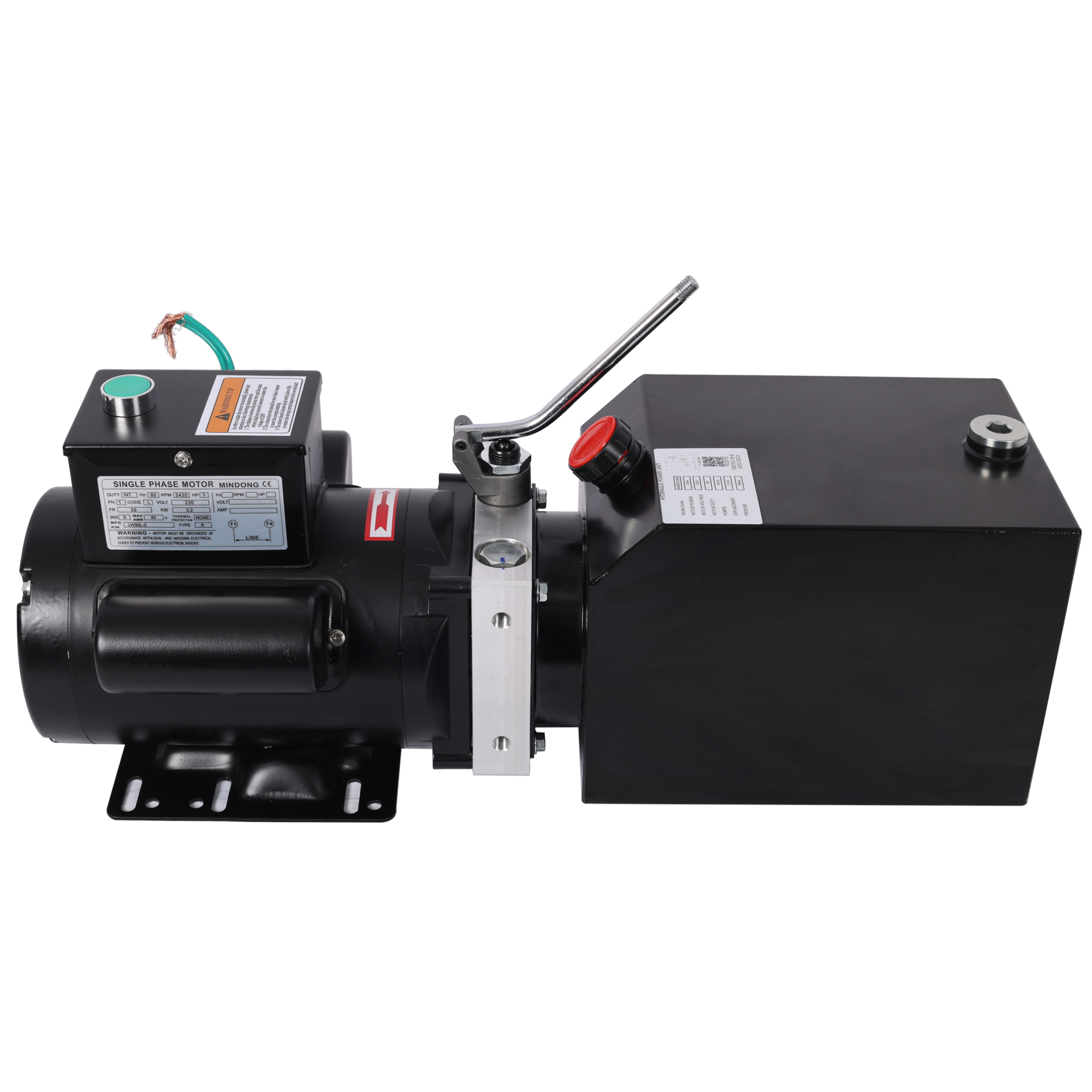 220V Hydraulic Power Unit, 3 HP, 2950 PSI, Single-Acting, Heavy-Duty, Dump Trailer Use