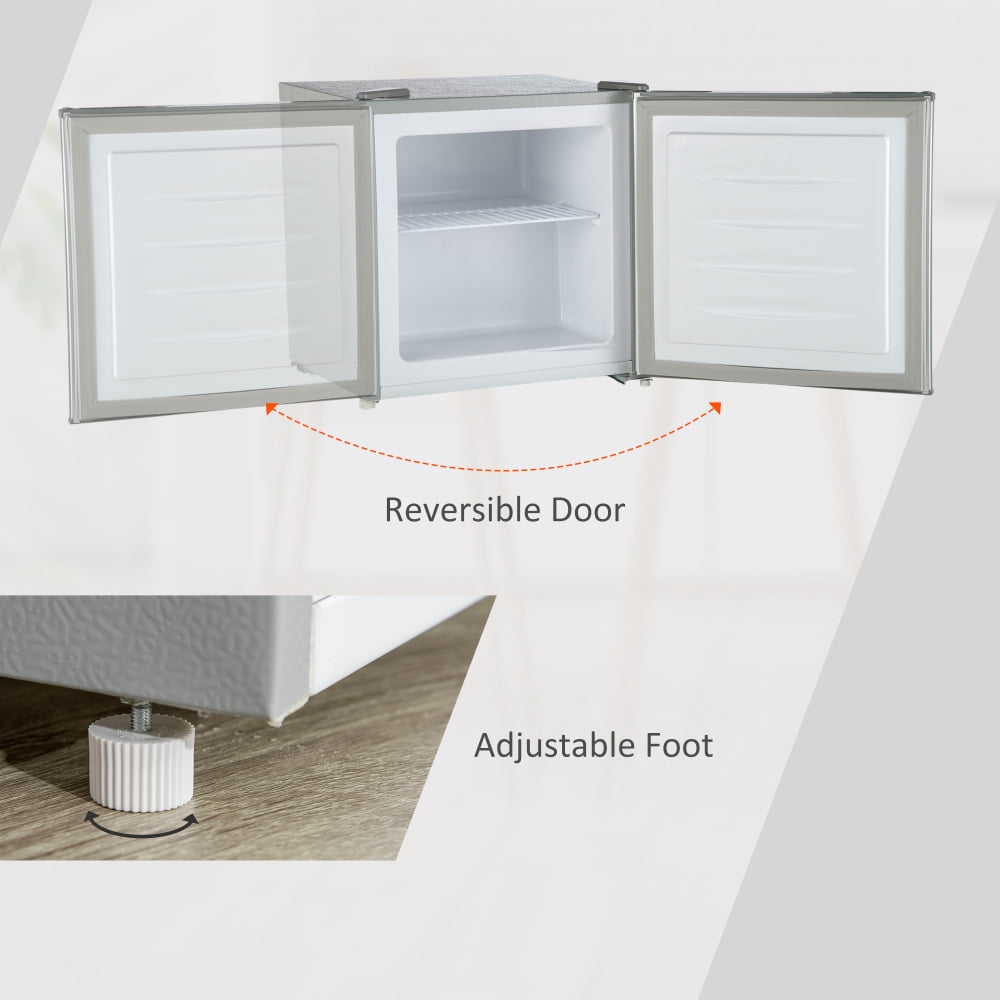 1.1 Cu.Ft Compact Upright Freezer, Mini Freezer with Adjustable Thermostat, Removable Shelf & Reversible Door for Dorm, Apartment, RV