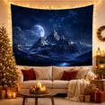 thumbnail image 3 of Crescent Moon Over Peaks in Indigo Sky, Mystical Digital Art for Mountain Lovers, Star Map Decor, Housewarming Gift, Tapestry Wall Hanging for Bedroom, Study Room and Dorm, 3 of 7