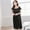 Black, variant on Cxenplz Women's Silk Pleated Nightgown Casual Loose Fit Sleepwear Nightshirt Lightweight Short Sleeve Long Sleep Dress