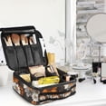 thumbnail image 5 of FORMRS Travel Makeup Bag Large Capacity Train Case Cosmetic Organizer with Adjustable Dividers, Black Plaid Floral, 5 of 8