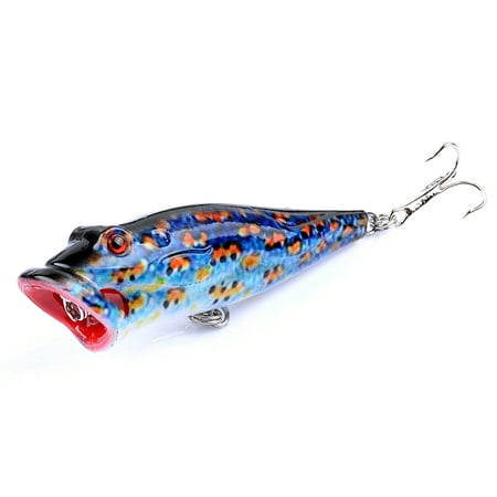 8cm 12.4g Artificial Top Water Fishing Lure 3D Eyes Hard Popper Lures for Saltwater