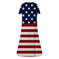 thumbnail image 5 of Wycnly Summer Dresses for Women Independence Day Casual Pocket Loose Swing Patriotic Tunic Long Dresses with Pocket 2025 Short Sleeve V-Neck Star Flag Print Maxi Formal Dress Navy XXXL, 5 of 5
