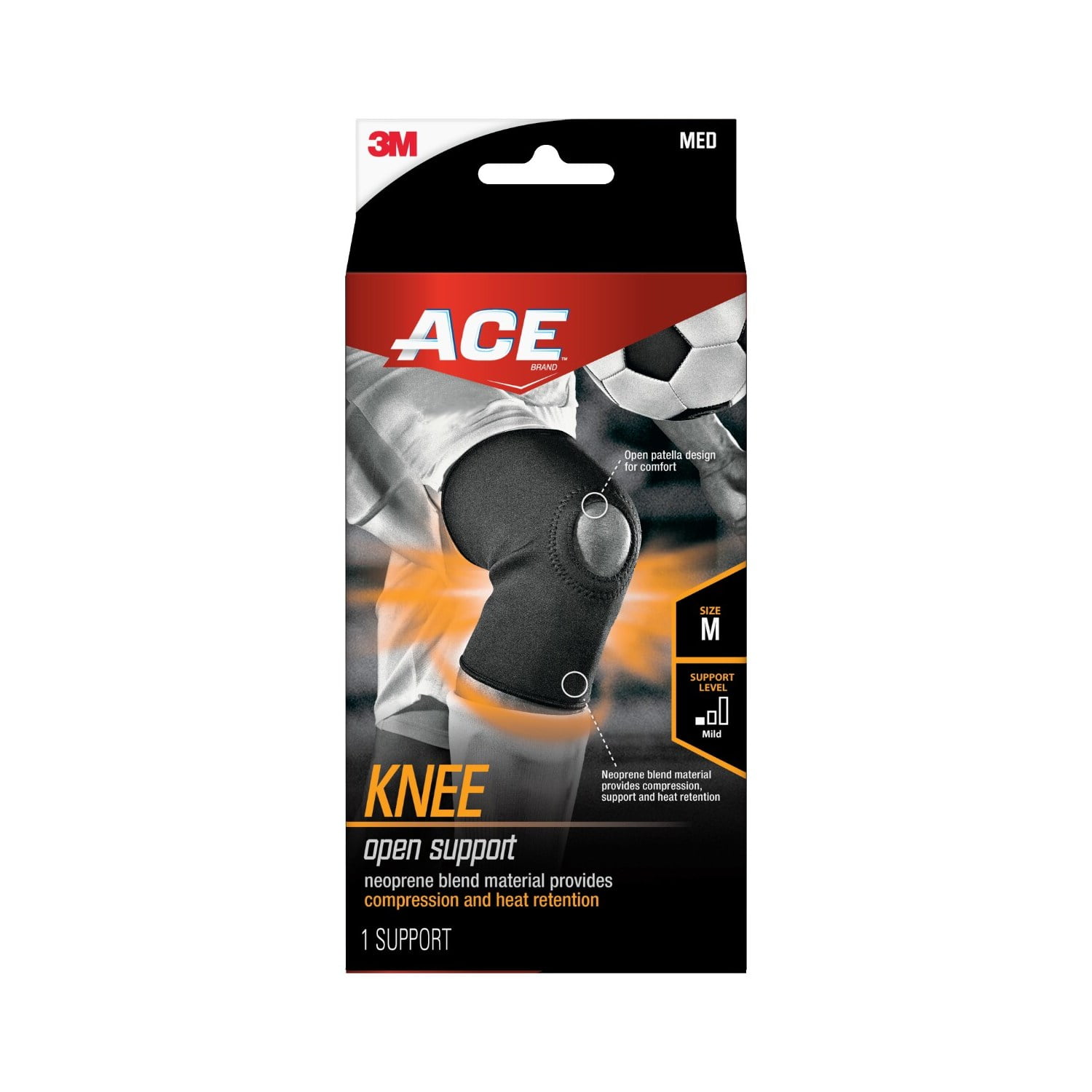 (2 pack) ACE Brand Neoprene Open Knee Support, Heat Retention, 1 Support