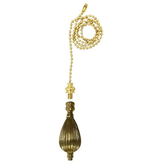 Royal Designs Fan Pull Chain with Vase Shaped Finial ? Polished Brass