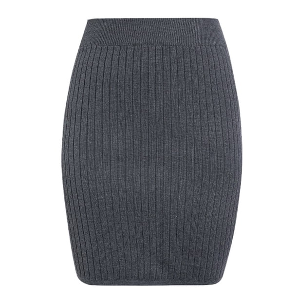 Falda de punto, falda midi elegante, falda casual ajustada, falda elástica