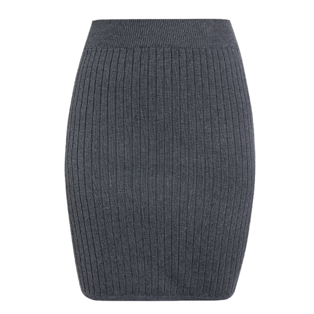 Falda de punto, falda midi elegante, falda casual ajustada, falda elástica
