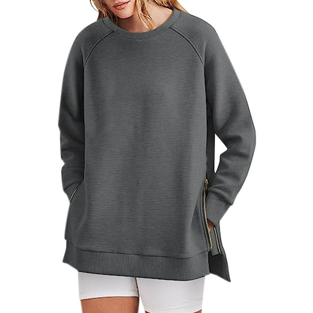 Ichuanyi liquidación de moda femenina camiseta suelta manga de mangas largas blusa redonda tops casuales sudaderas ICHUANYI WER202308243256