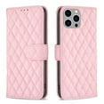 thumbnail image 2 of Allytech Heavt Duty Protective Wallet Case for iPhone 14 Pro, PU Leather Flip Folio Case Kickstand Card Holders & Cash Pocket Luxury Lines Diamond Pattern Stylish Case for iPhone 14 Pro, Pink, 2 of 8