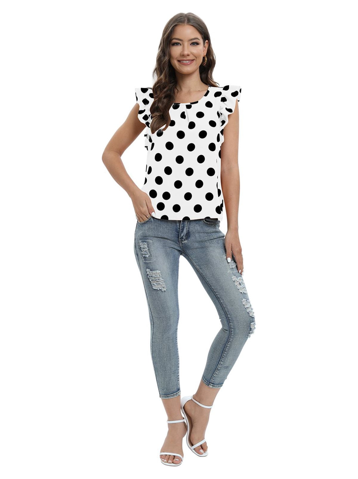 polka dot chiffon top