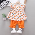 thumbnail image 6 of NIEWTR 2Pcs Summer Outfits Set for Toddler Girls – Flower Short Sleeve T-Shirt + Pants, Perfect Gift Set Summer 2Pcs Gift Outfits Set 2Pcs Summer Beach Outfits 12-18 Months,Orange, 6 of 6