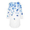 thumbnail image 5 of CYMMPU Tunic Tops 3/4 Sleeve Blouses for Women Dressy Casual Spring Tops Summer Fashion Shirts Round Neck Flower Pattern Loose Fit Hide Low Hem Plus Size T-Shirts XXXL, 5 of 5