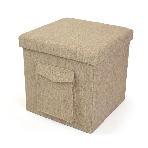 Humble Crew 15 x 15 x 15 Folding Storage Ottoman Cube with Exterior