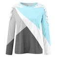 thumbnail image 4 of Work Blouses for Women Office Flowy Tops for Women Summer Casual Long Sleeve Blouse Round Neck Lace Sweatshirt, 4 of 5
